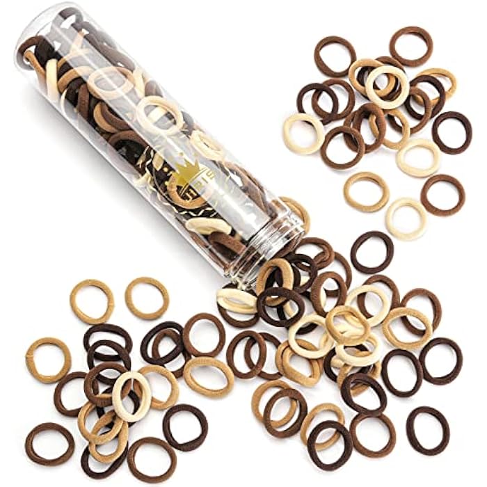 JIRIS 100 pcs No Break Hair Ties fitting Kit, and limited-time Starter Kit | Gentle for any hair type with no slipping or snagging Color mixing(Brown) - Image 1